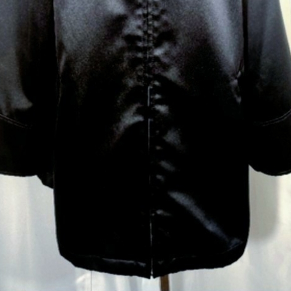 Dennis Basso Midi Trench Women,Navy Blue Satin Detachable Hood ZipUp, Pckts,M - Picture 5 of 14